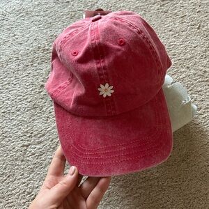 Pink Daisy Embroidered Baseball Cap